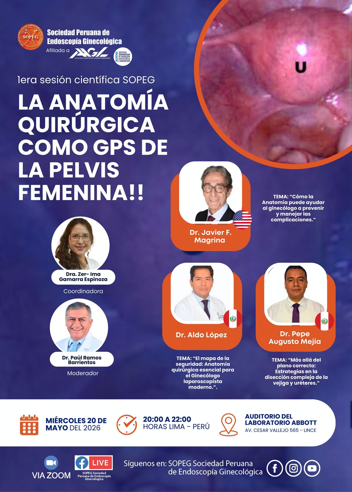 Flyer 1era sesión científica SOPEG - Anatomía quirúrgica como GPS de la pelvis femenina
